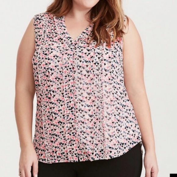 torrid Tops - Torrid Heart Print Ruffled Sleeveless Top